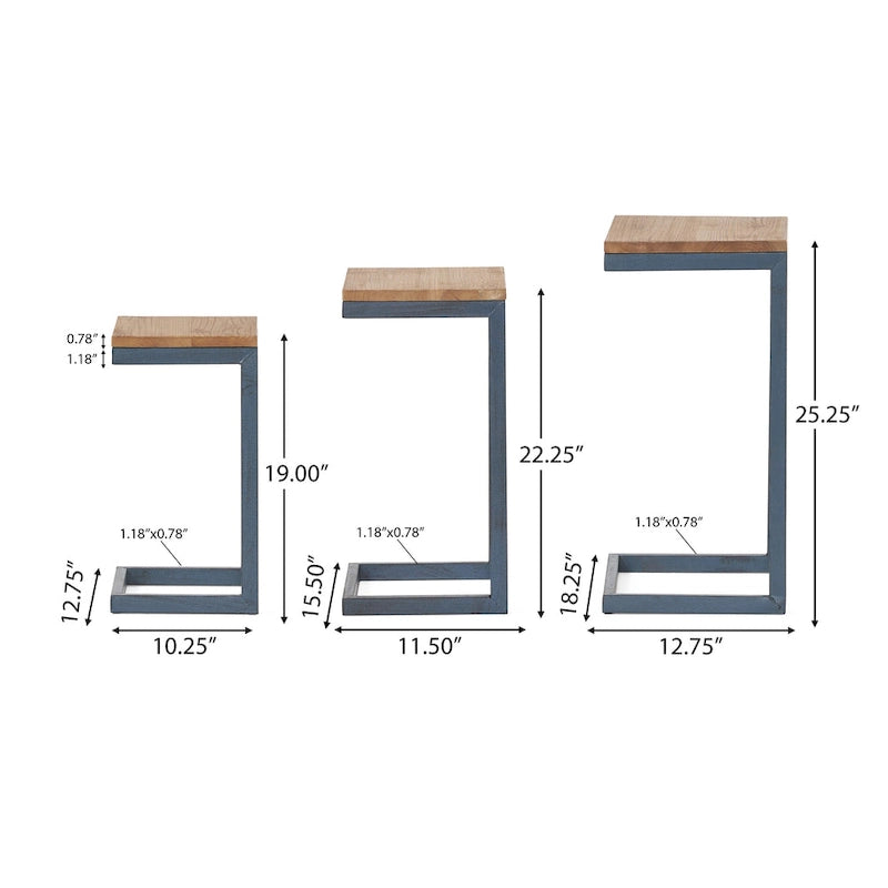 Tavolini Nido Darlah in Legno di Abete Industriale Moderno (Set di 3) di Christopher Knight Home