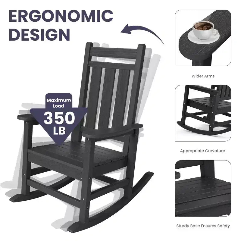 HYLEORY HDPE Poltrona a dondolo Adirondack moderna in resina