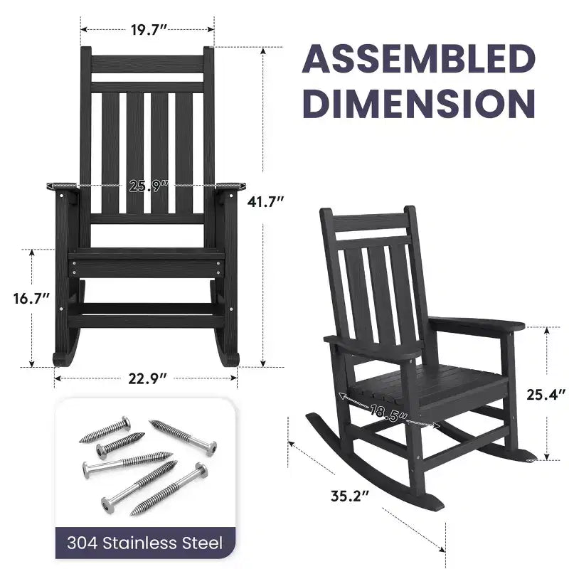 HYLEORY HDPE Poltrona a dondolo Adirondack moderna in resina