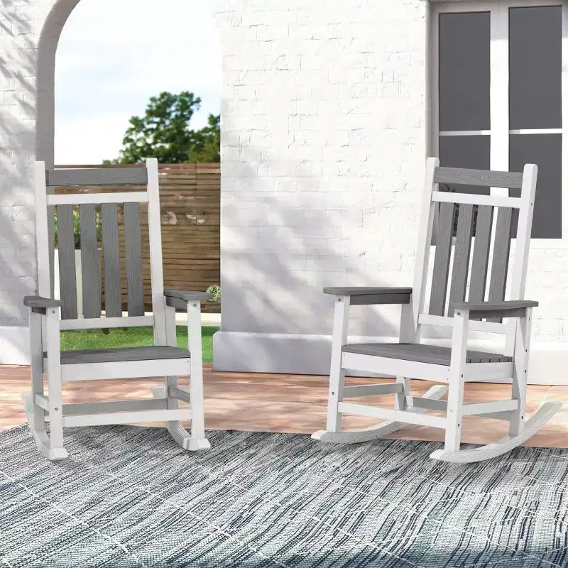 HYLEORY HDPE Poltrona a dondolo Adirondack moderna in resina