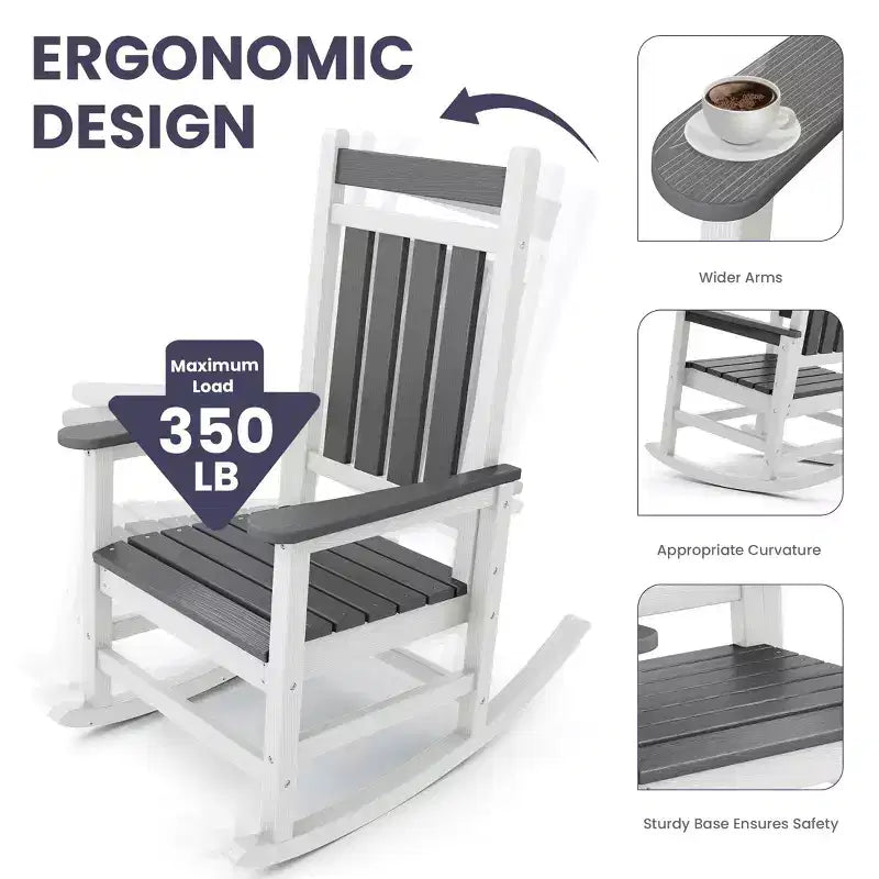 HYLEORY HDPE Poltrona a dondolo Adirondack moderna in resina