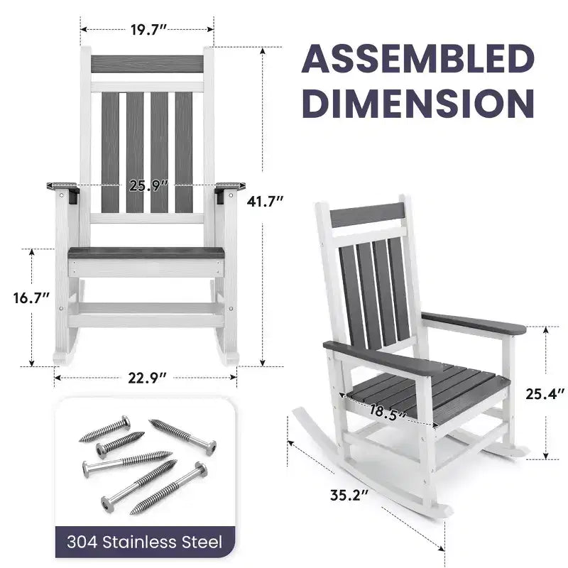HYLEORY HDPE Poltrona a dondolo Adirondack moderna in resina