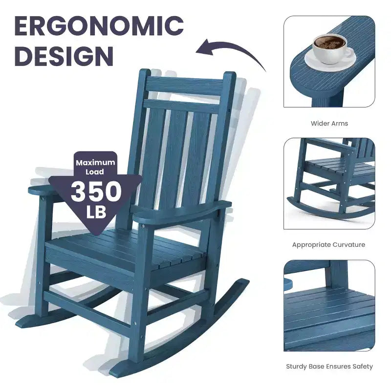 HYLEORY HDPE Poltrona a dondolo Adirondack moderna in resina