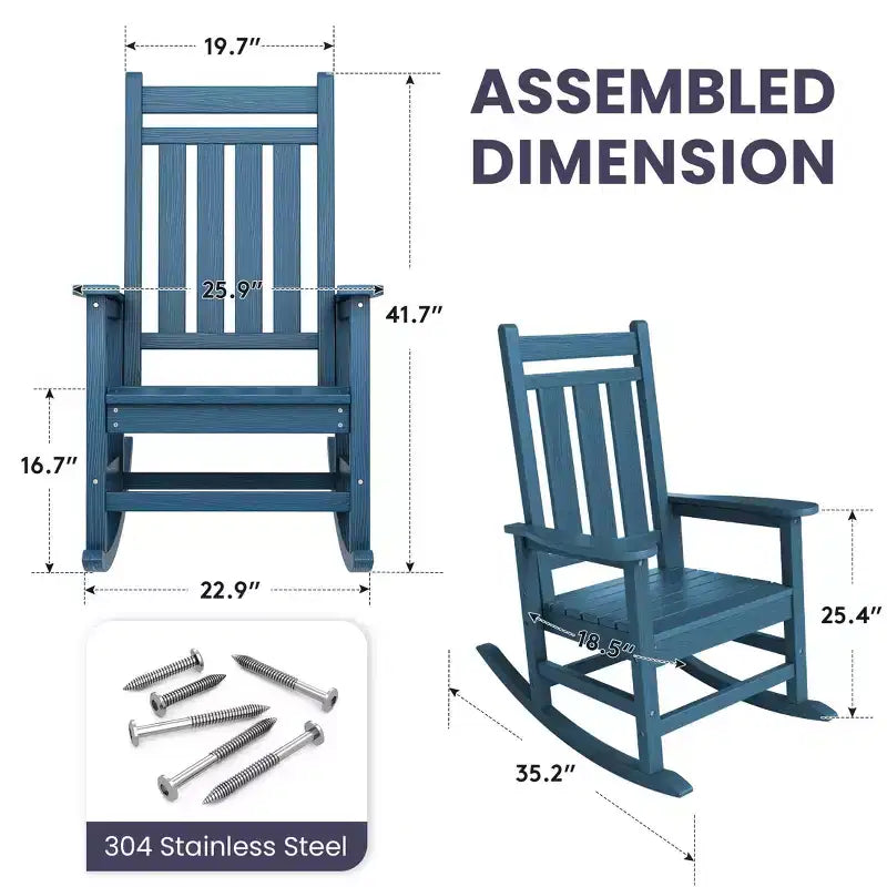 HYLEORY HDPE Poltrona a dondolo Adirondack moderna in resina