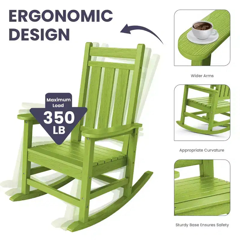 HYLEORY HDPE Poltrona a dondolo Adirondack moderna in resina