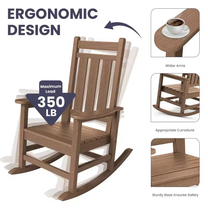 HYLEORY HDPE Poltrona a dondolo Adirondack moderna in resina
