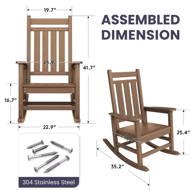 HYLEORY HDPE Poltrona a dondolo Adirondack moderna in resina
