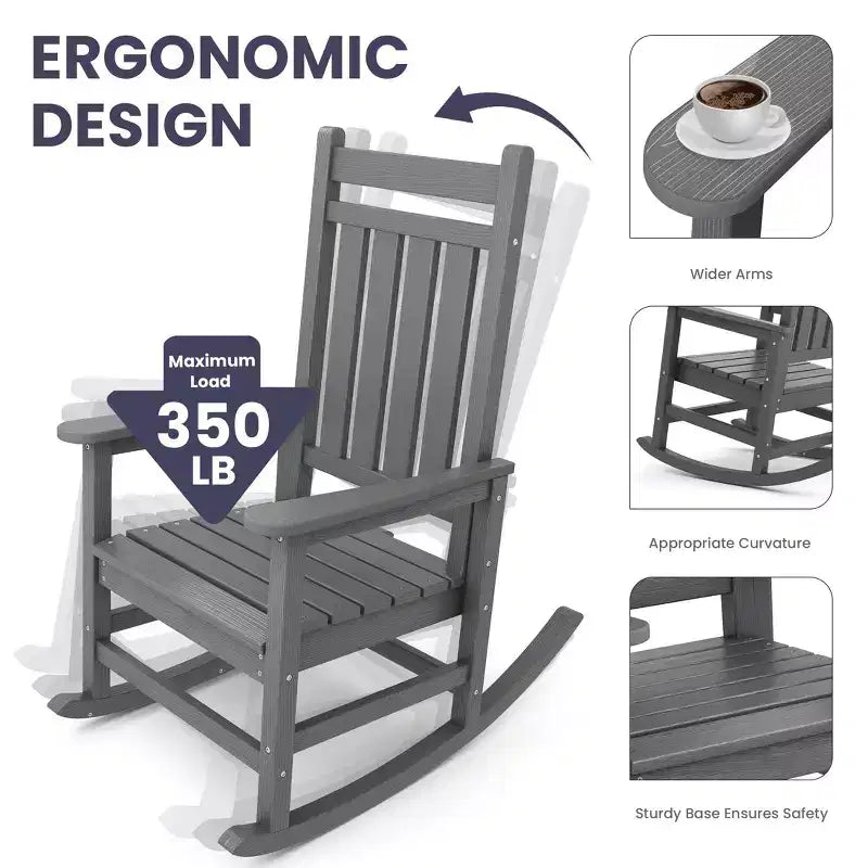 HYLEORY HDPE Poltrona a dondolo Adirondack moderna in resina