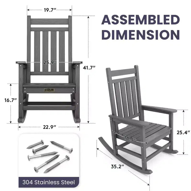 HYLEORY HDPE Poltrona a dondolo Adirondack moderna in resina