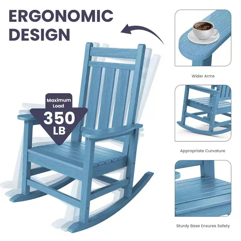 HYLEORY HDPE Poltrona a dondolo Adirondack moderna in resina
