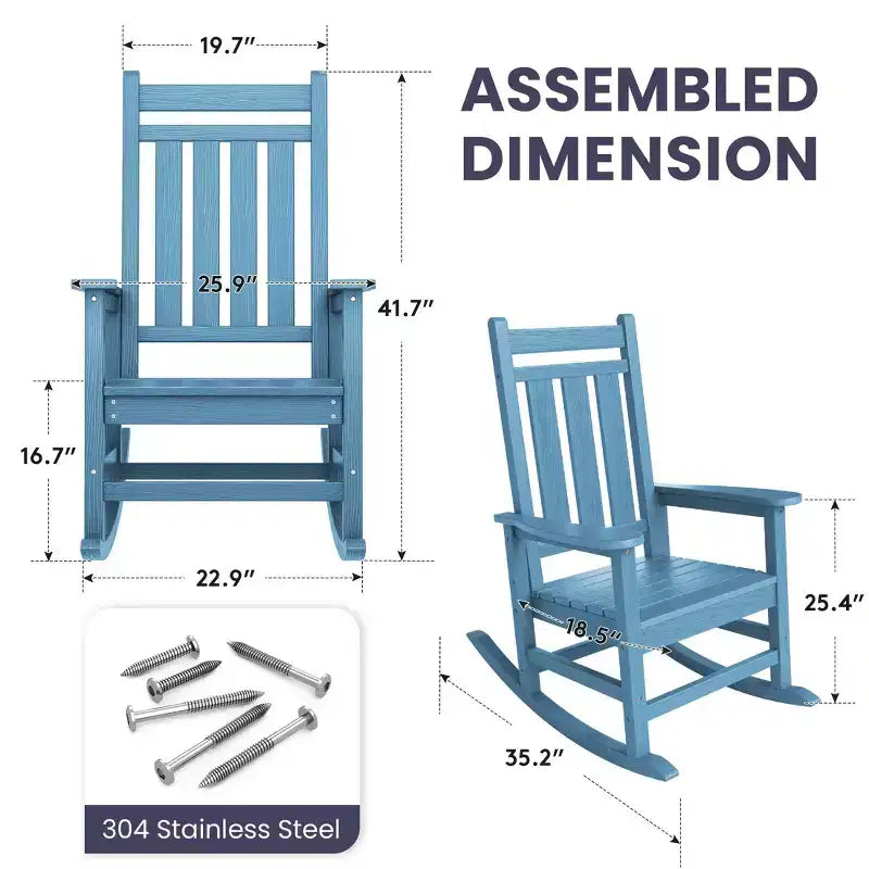HYLEORY HDPE Poltrona a dondolo Adirondack moderna in resina