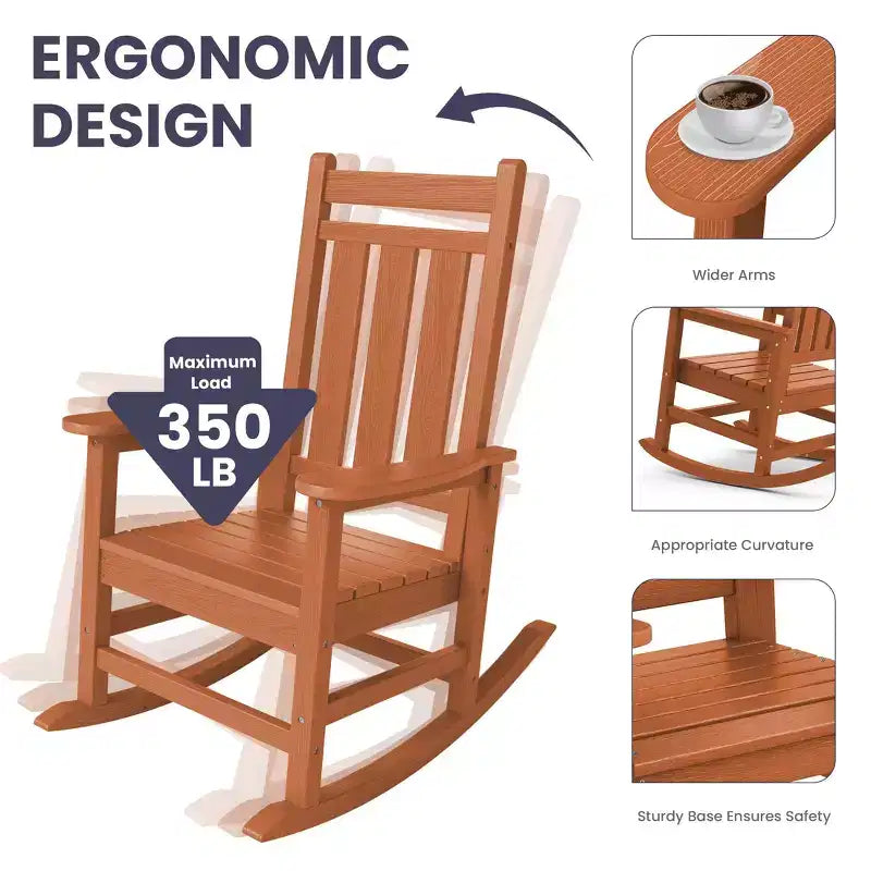 HYLEORY HDPE Poltrona a dondolo Adirondack moderna in resina