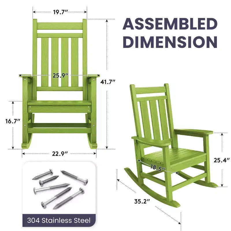HYLEORY HDPE Poltrona a dondolo Adirondack moderna in resina