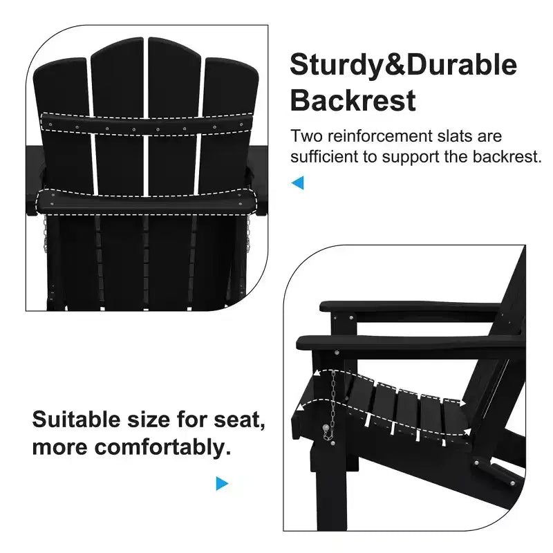 Sedia da esterni HYLEORY in HDPE per patio, sedia Adirondack pieghevole