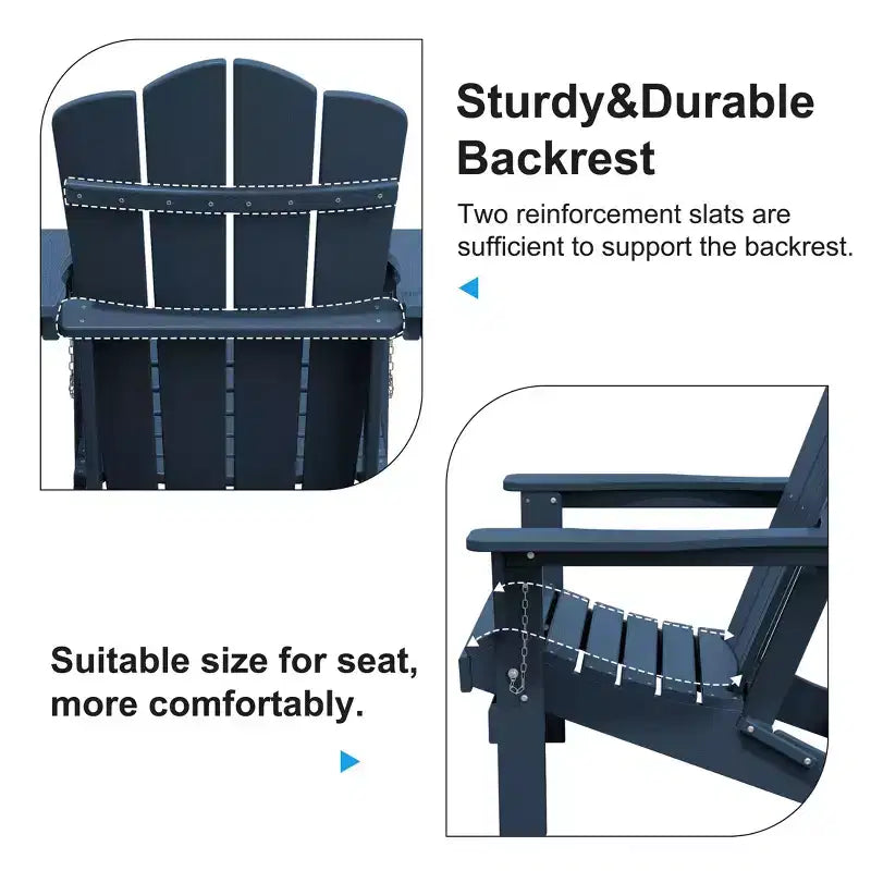 Sedia da esterni HYLEORY in HDPE per patio, sedia Adirondack pieghevole