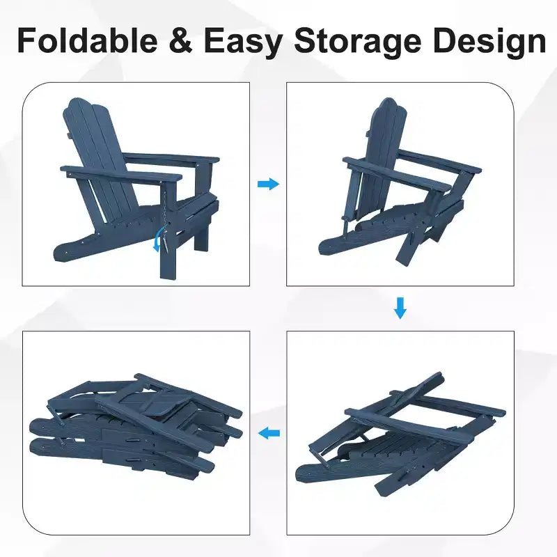 Sedia da esterni HYLEORY in HDPE per patio, sedia Adirondack pieghevole