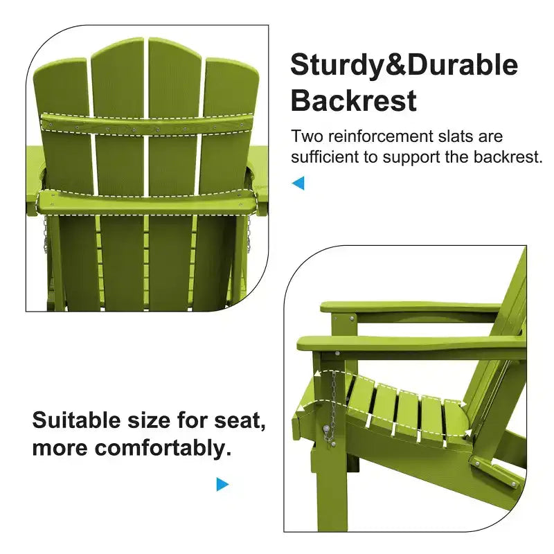 Sedia da esterni HYLEORY in HDPE per patio, sedia Adirondack pieghevole