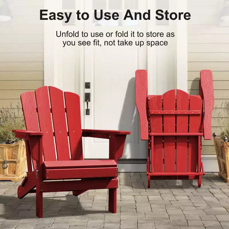Sedia da esterni HYLEORY in HDPE per patio, sedia Adirondack pieghevole