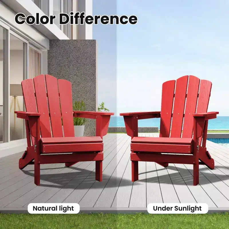 Sedia da esterni HYLEORY in HDPE per patio, sedia Adirondack pieghevole