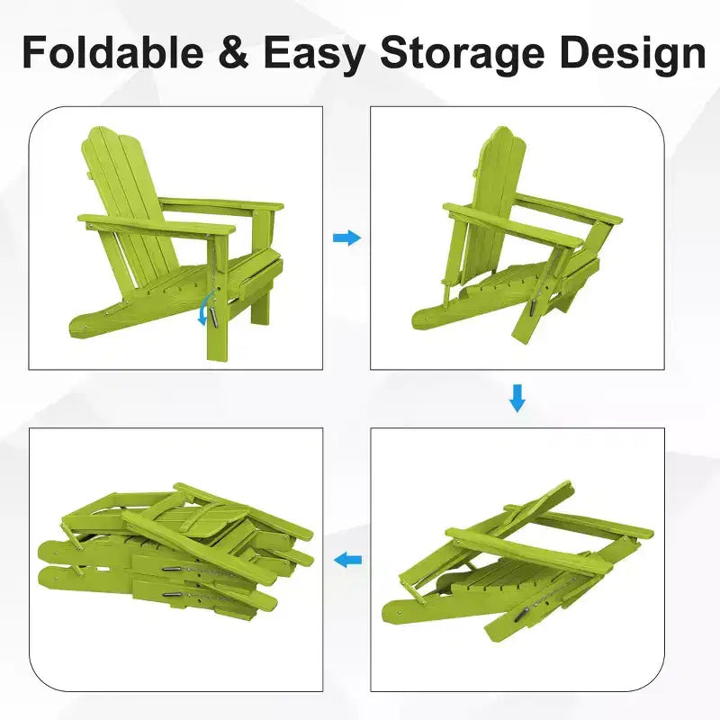 Sedia da esterni HYLEORY in HDPE per patio, sedia Adirondack pieghevole