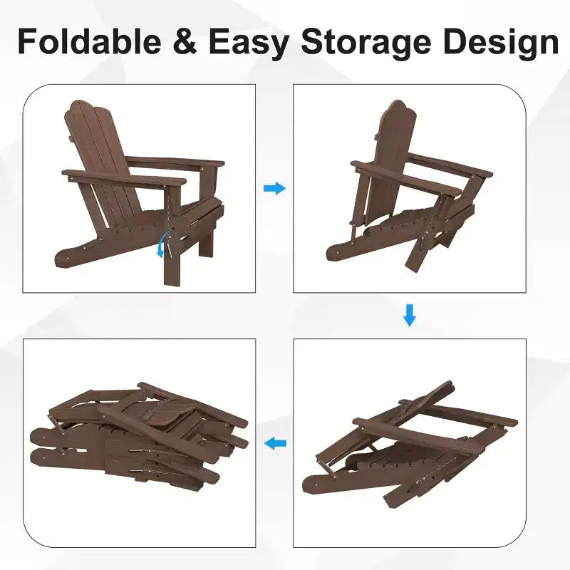 Sedia da esterni HYLEORY in HDPE per patio, sedia Adirondack pieghevole