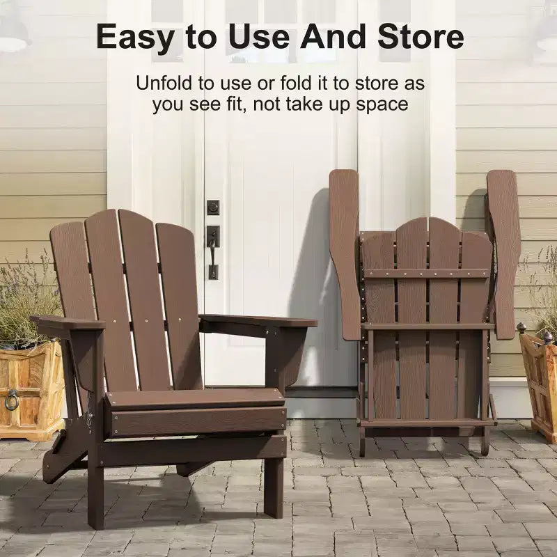 Sedia da esterni HYLEORY in HDPE per patio, sedia Adirondack pieghevole