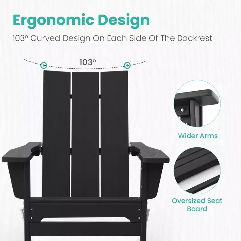 Sedia Adirondack Pieghevole da Esterno in HDPE Hyleory, Schienale Curvo a 103 Gradi