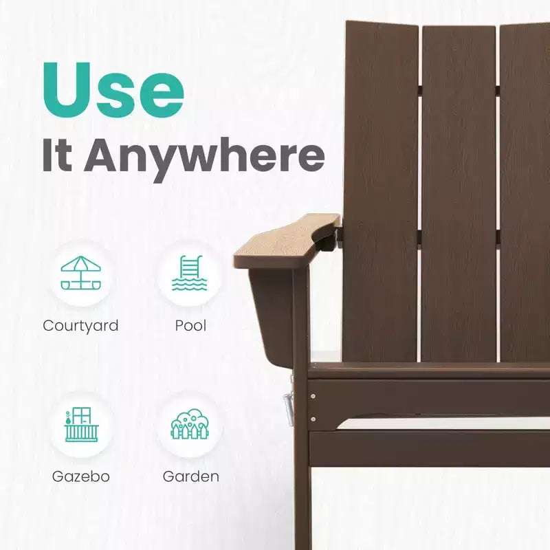 Sedia Adirondack Pieghevole da Esterno in HDPE Hyleory, Schienale Curvo a 103 Gradi