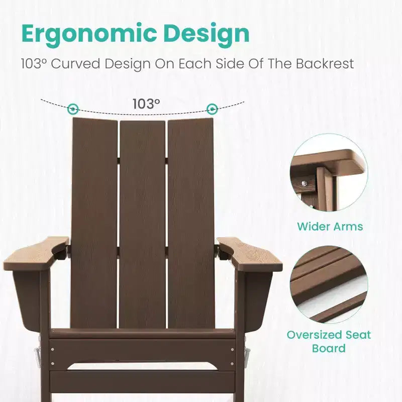 Sedia Adirondack Pieghevole da Esterno in HDPE Hyleory, Schienale Curvo a 103 Gradi