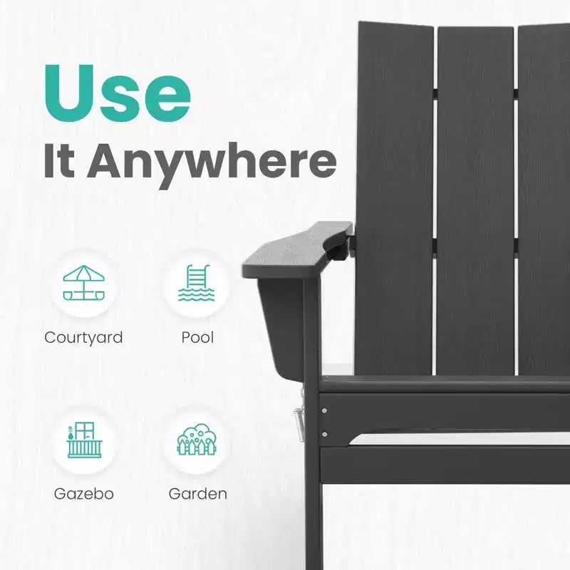 Sedia Adirondack Pieghevole da Esterno in HDPE Hyleory, Schienale Curvo a 103 Gradi