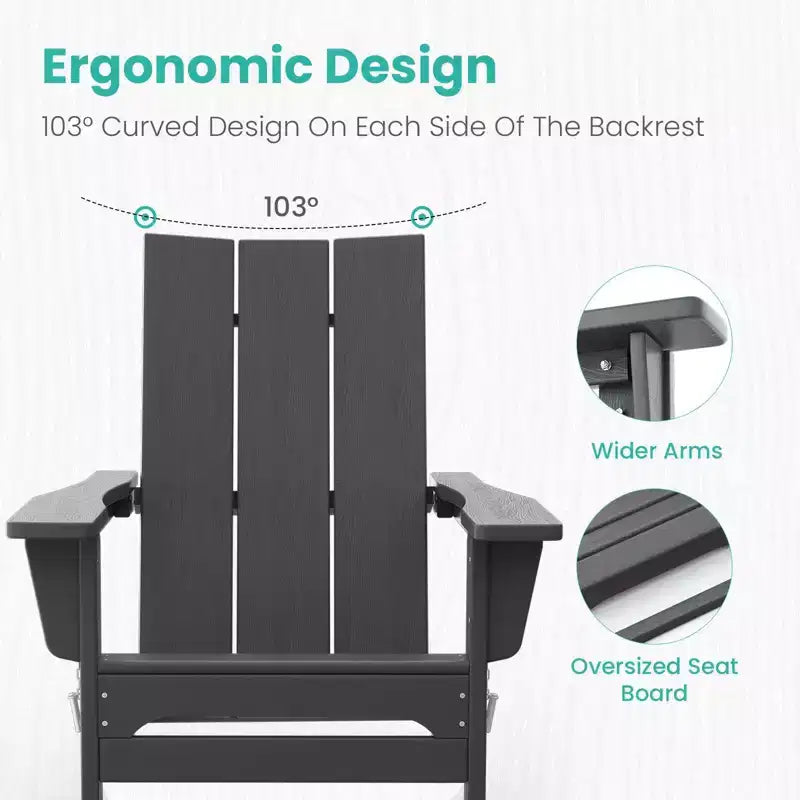 Sedia Adirondack Pieghevole da Esterno in HDPE Hyleory, Schienale Curvo a 103 Gradi