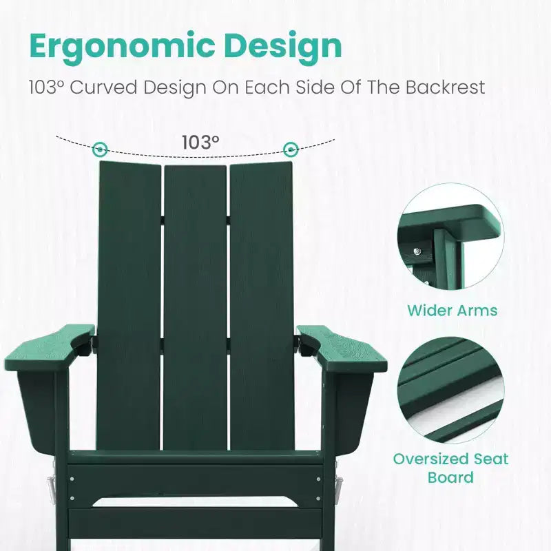 Sedia Adirondack Pieghevole da Esterno in HDPE Hyleory, Schienale Curvo a 103 Gradi