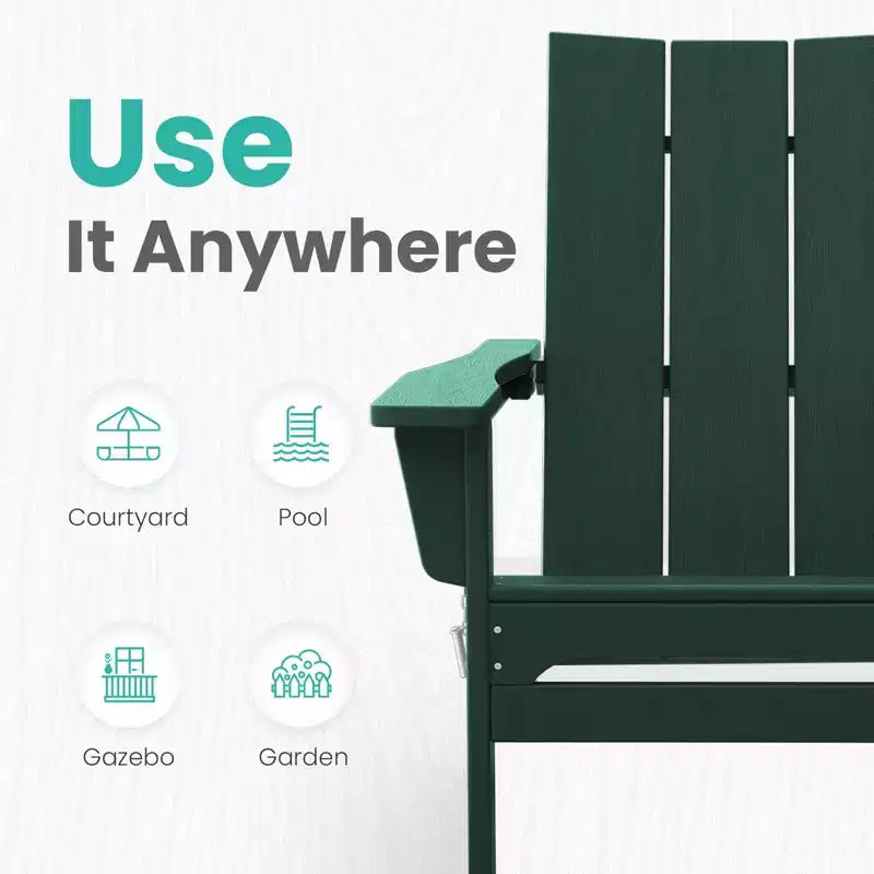Sedia Adirondack Pieghevole da Esterno in HDPE Hyleory, Schienale Curvo a 103 Gradi