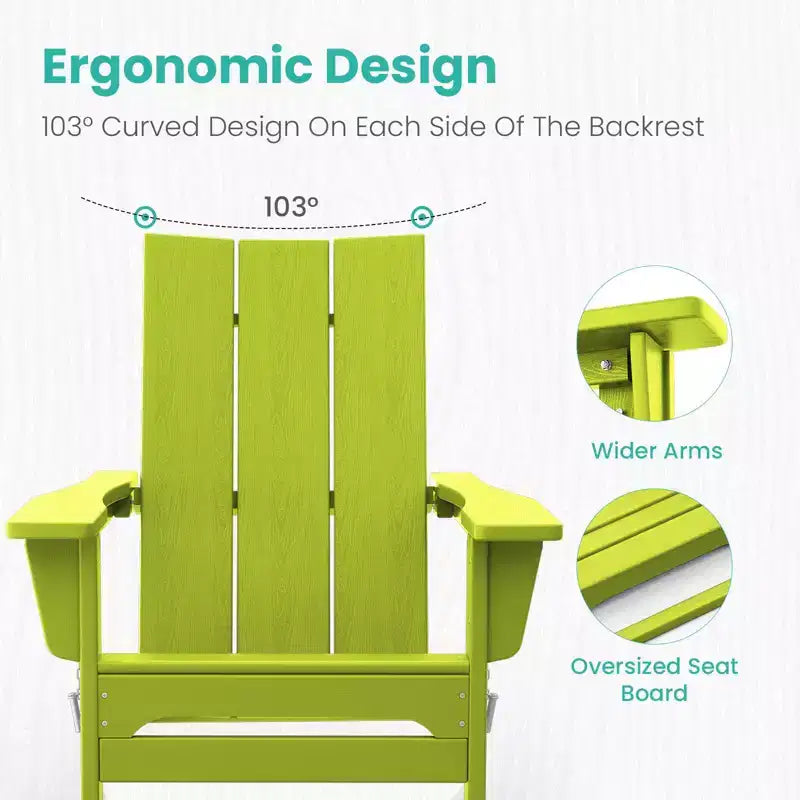 Sedia Adirondack Pieghevole da Esterno in HDPE Hyleory, Schienale Curvo a 103 Gradi