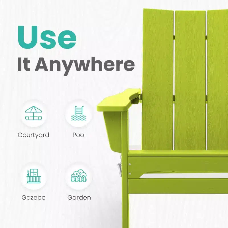 Sedia Adirondack Pieghevole da Esterno in HDPE Hyleory, Schienale Curvo a 103 Gradi