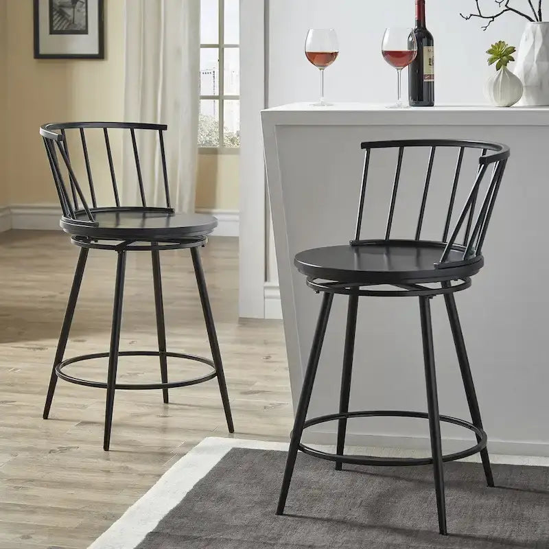 Sgabelli da bancone Olix Windsor girevoli con schienale basso (set da 2) di iNSPIRE Q Modern
