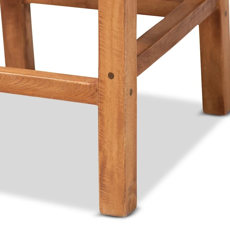 Sgabello da banco Moscow in legno e rattan naturale bohémien moderno