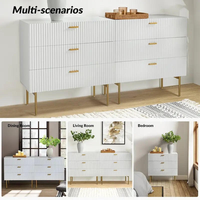 Gilb Comodino Cassettiera Moderna a 3 Cassetti con Gambe in Metallo Set da 2 di HULALA HOME