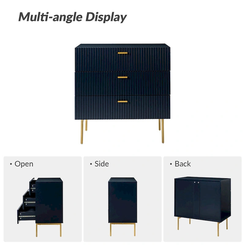 Gilb Comodino Cassettiera Moderna a 3 Cassetti con Gambe in Metallo Set da 2 di HULALA HOME