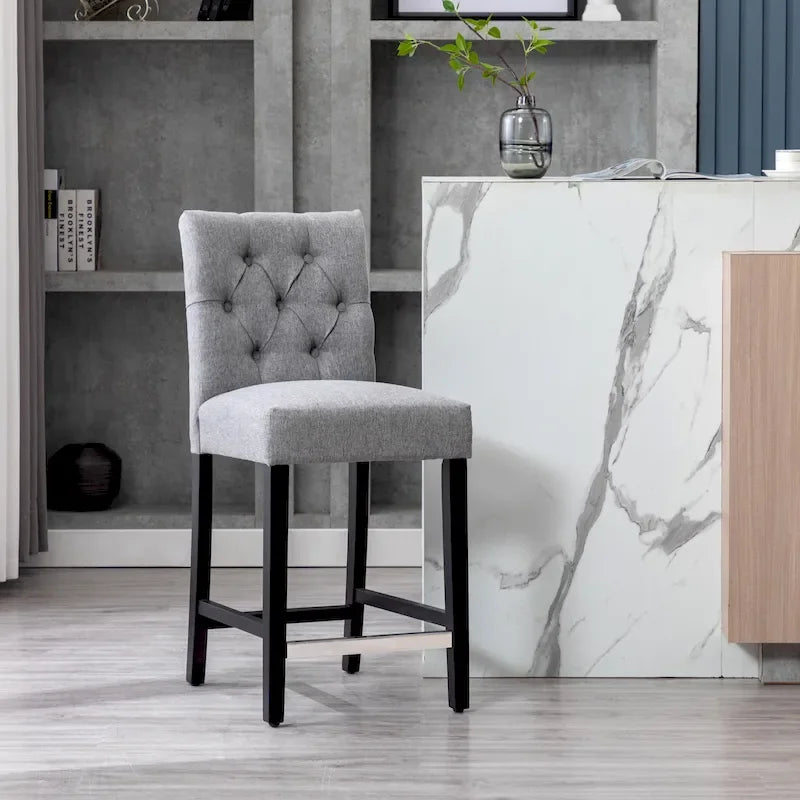 Tabouret de comptoir Carter 24 classique capitonné, pieds finition noire