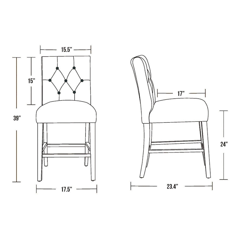 Sgabello da bancone Carter 24 Classic con bottoni, gambe nere