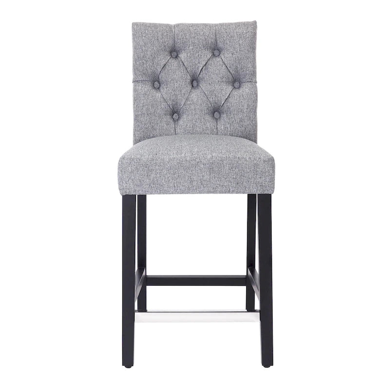 Sgabello da bancone Carter 24 Classic con bottoni, gambe nere
