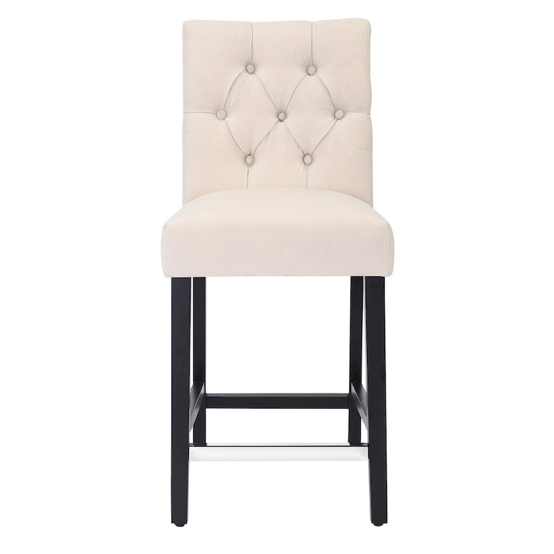 Sgabello da bancone Carter 24 Classic con bottoni, gambe nere