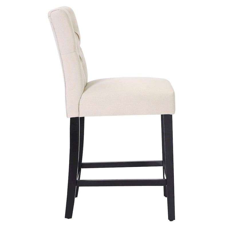 Sgabello da bancone Carter 24 Classic con bottoni, gambe nere