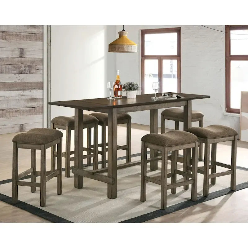 Sgabello da bancone Tozos Farmhouse con schienale imbottito color castagno (set da 2) di Furniture of America