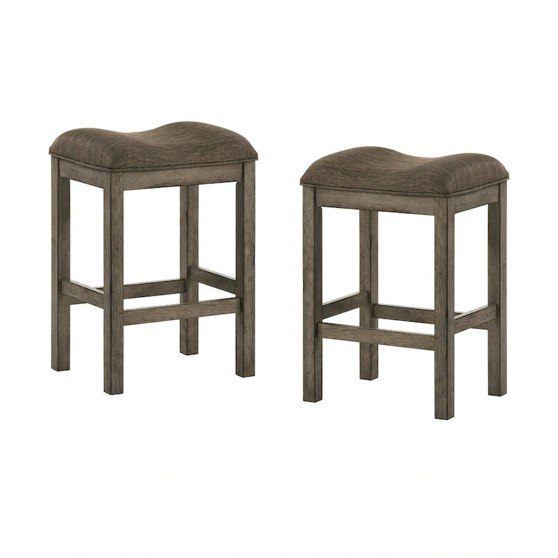 Sgabello da bancone Tozos Farmhouse con schienale imbottito color castagno (set da 2) di Furniture of America