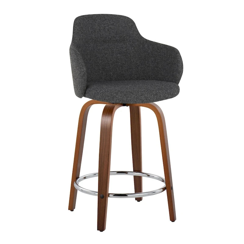Tabouret de comptoir Carson Carrington Iglabo à hauteur fixe de 61 cm avec pieds en bois courbé et repose-pieds rond (lot de 2)
