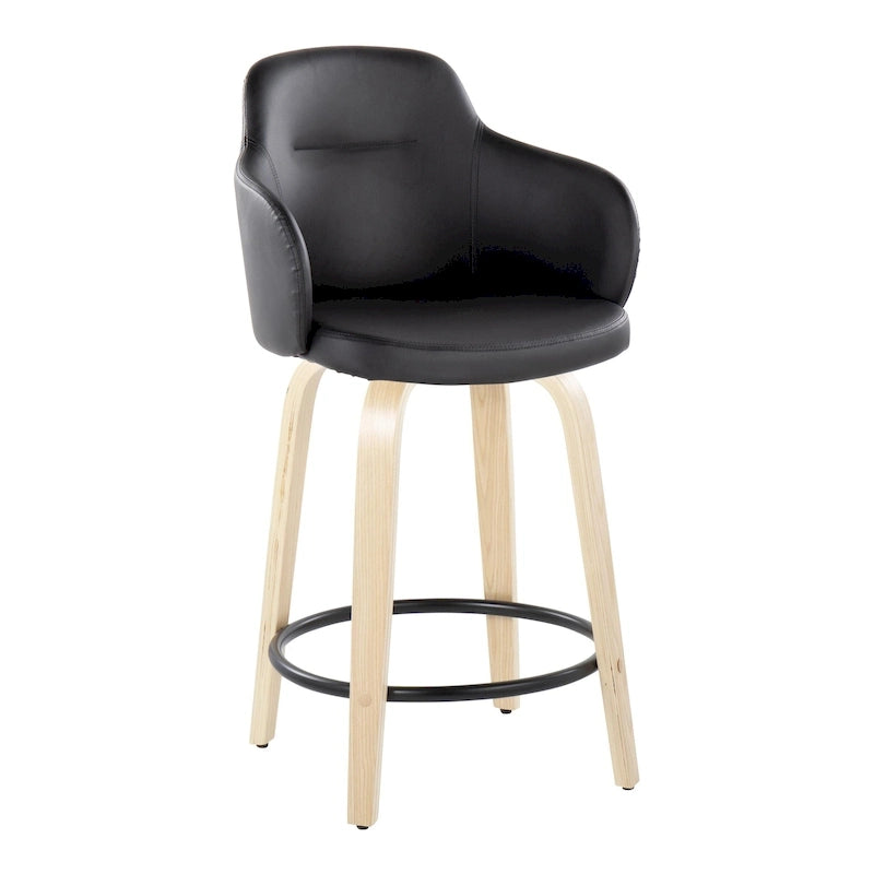Tabouret de comptoir Carson Carrington Iglabo à hauteur fixe de 61 cm avec pieds en bois courbé et repose-pieds rond (lot de 2)