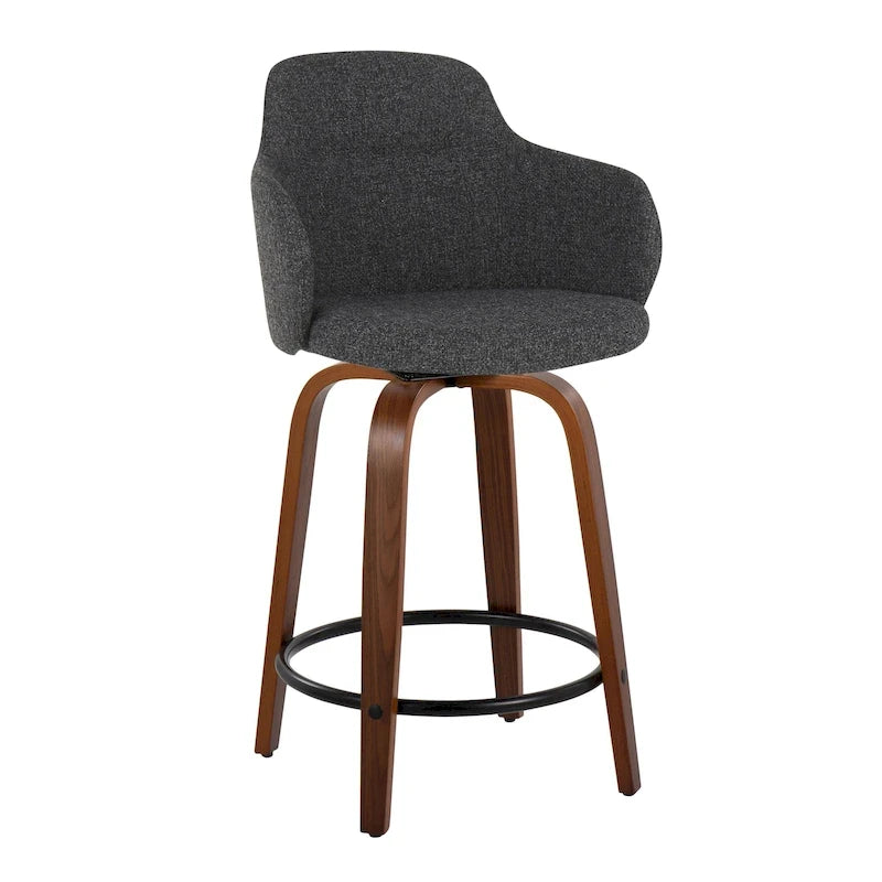 Tabouret de comptoir Carson Carrington Iglabo à hauteur fixe de 61 cm avec pieds en bois courbé et repose-pieds rond (lot de 2)