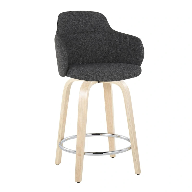Tabouret de comptoir Carson Carrington Iglabo à hauteur fixe de 61 cm avec pieds en bois courbé et repose-pieds rond (lot de 2)